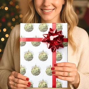Modern Elegant Gold Christmas Doodle Ornament Wrapping Paper