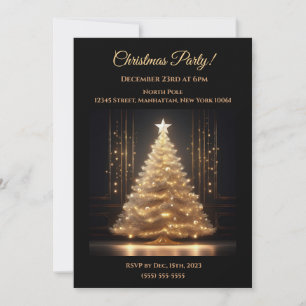 Modern Elegant Gold Christmas Tree Invitation