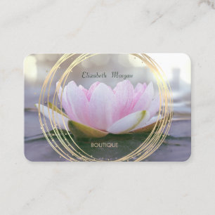 Modern Elegant Gold Circles Pink Lotus Business Card