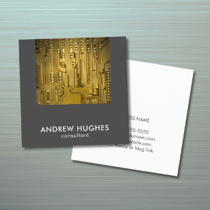 Modern Elegant Gold Circuit Board Consultant Square Business Card