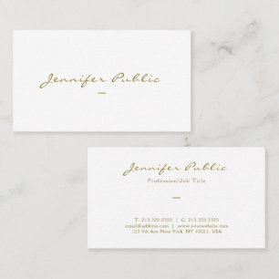 Modern Elegant Gold Colour Calligraphy Script Matt Business Card
