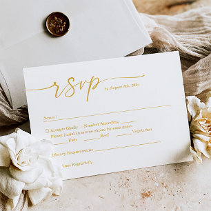 Modern Elegant Gold Colour Script  Wedding RSVP Card