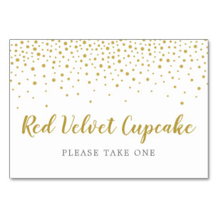 Modern Elegant Gold Confetti Wedding Buffet Label Table Number