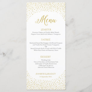 Modern Elegant Gold Confetti Wedding Menu