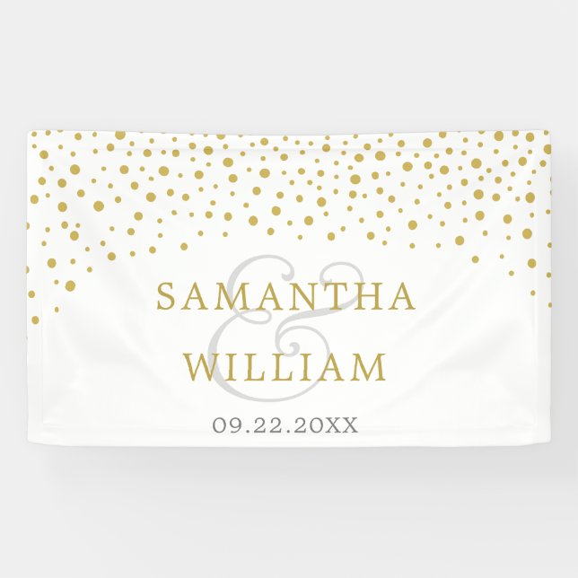 Modern Elegant Gold Confetti Wedding Photo Banner (Horizontal)