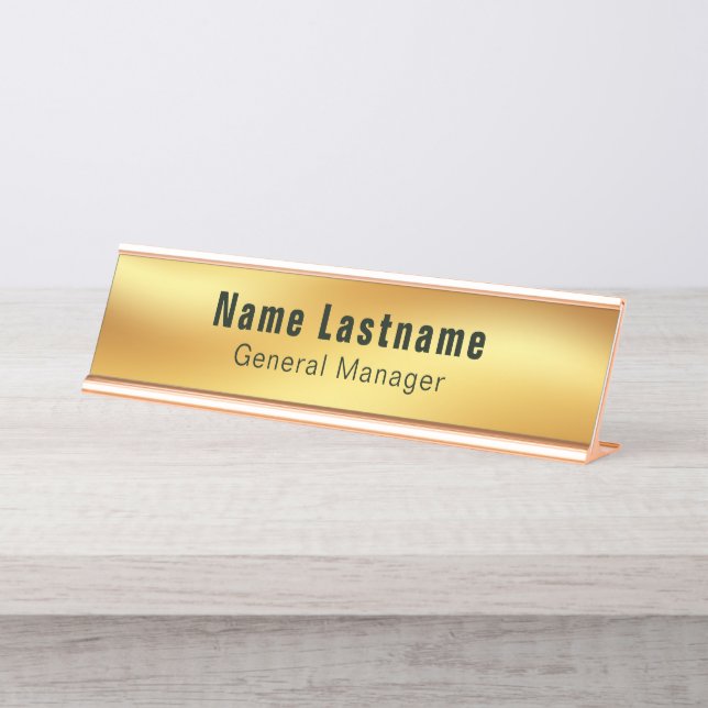 Modern Elegant Gold   Desk Name Plate (Front)