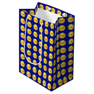 Modern Elegant Gold Dots on Blue Medium Gift Bag
