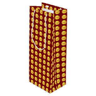 Modern Elegant Gold Dots on Red Wine Gift Bag