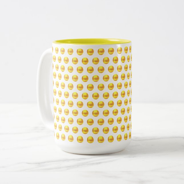 Modern Elegant Gold Dots on White Two-Tone Coffee Mug (Front Left)