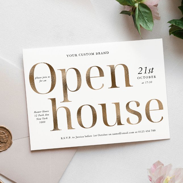 Modern Elegant Gold Effect Business Open House Invitation (Modern Elegant Gold Effect Business Open House Invitation)