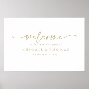 Modern Elegant Gold Engagement Party Welcome Poster