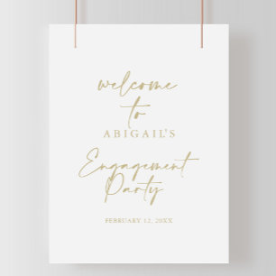 Modern Elegant Gold Engagement Party Welcome  Poster