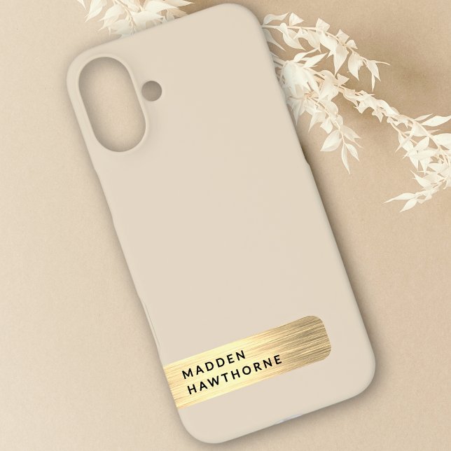 Modern Elegant Gold Faux Brushed Metal Chic Case-Mate iPhone Case (Creator Uploaded)
