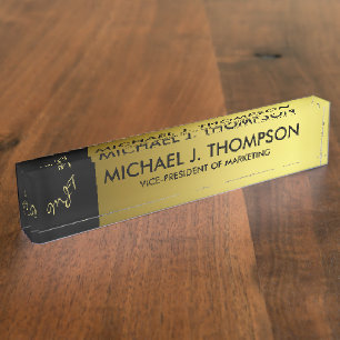 Modern Elegant Gold Foil Monogrammed Nameplate