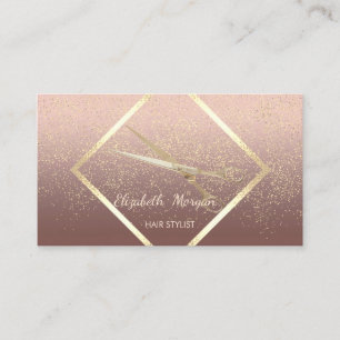 Modern Elegant ,Gold Frame,Confetti,Scissors Business Card