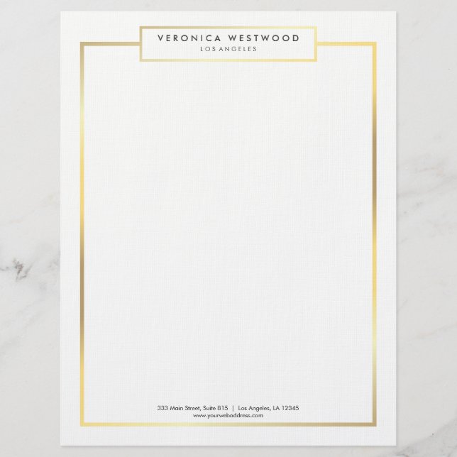 Modern Elegant Gold Framed Customized Letterhead (Front)
