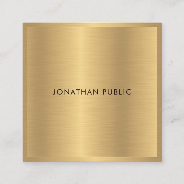 Modern Elegant Gold Glamour Luxury Template Trendy Square Business Card (Front)