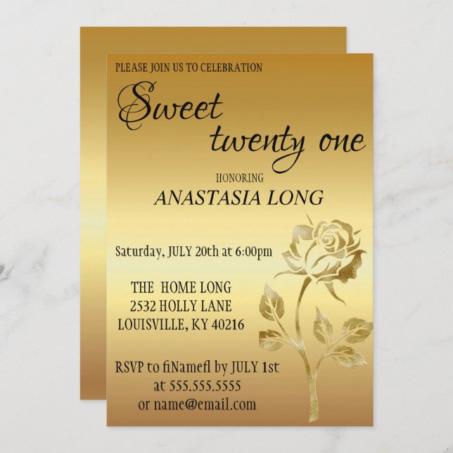 Modern, Elegant Gold Glitter Save The Date (Front/Back)