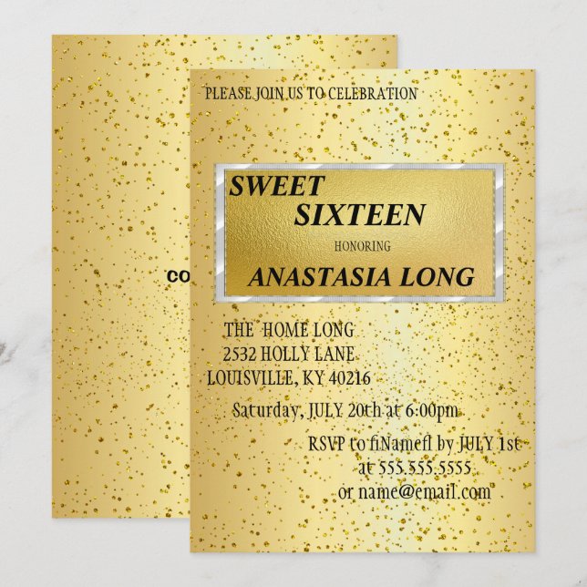 Modern, Elegant Gold Glitter   Save The Date (Front/Back)