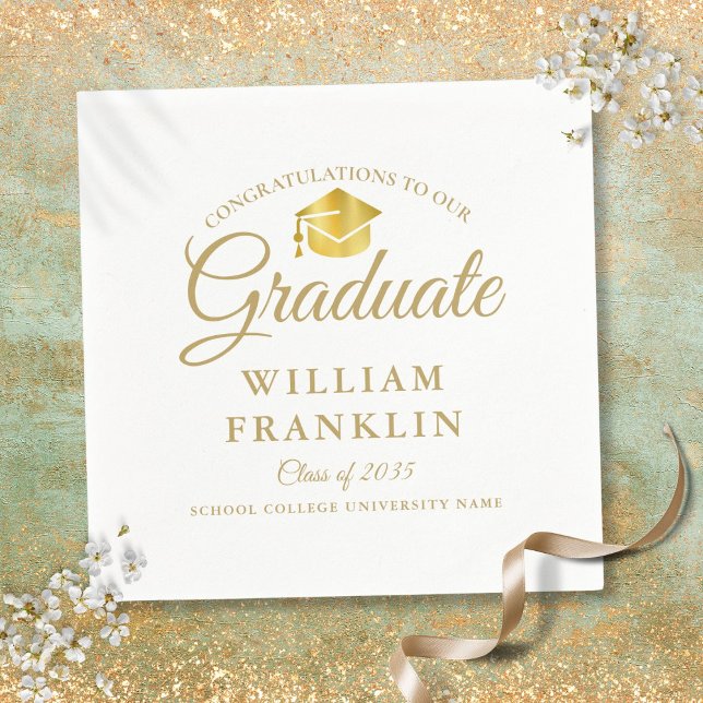 Modern Elegant Gold Graduation Party Napkin (Modern Elegant Gold Graduation Party Napkins)