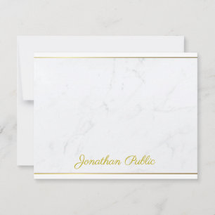 Modern Elegant Gold Handwritten Script Text Flat Card