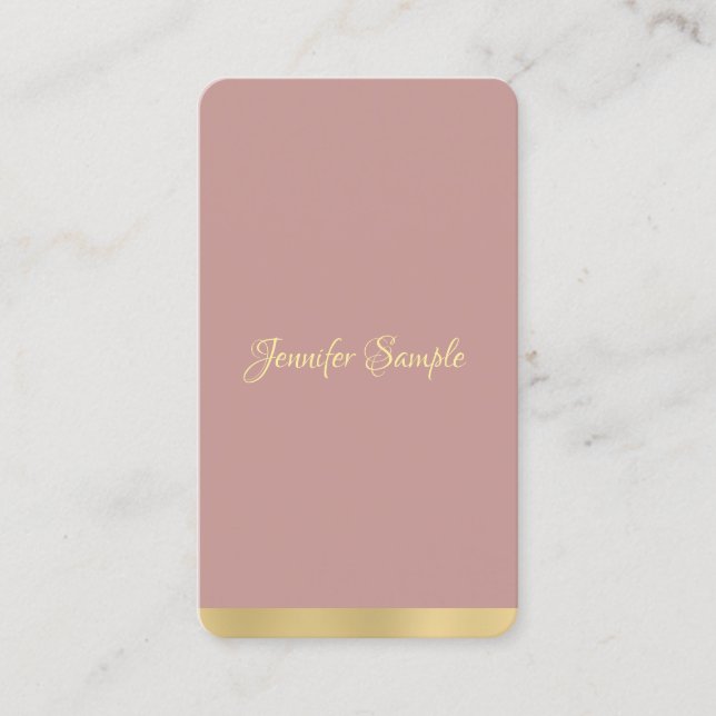 Modern Elegant Gold Handwritten Script Text Plain Business Card (Front)