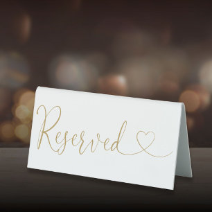 Modern Elegant Gold Heart Script Reserved