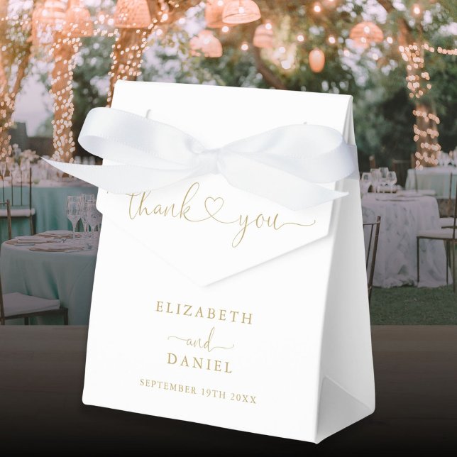 Modern Elegant Gold Heart Script Wedding Favour Box (Modern Elegant Gold Heart Script Wedding Favor Boxes)