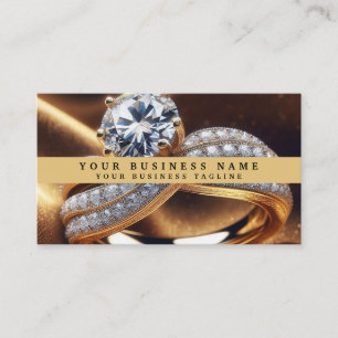Modern Elegant Gold Jeweller Diamond Ring Business Card