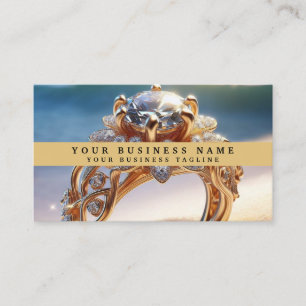 Modern Elegant Gold Jeweller Diamond Ring Business Card