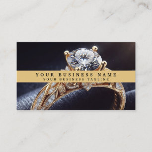 Modern Elegant Gold Jeweller Diamond Ring Business Card