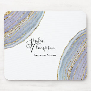 Modern Elegant Gold Lavender Geode Agate Mousepad