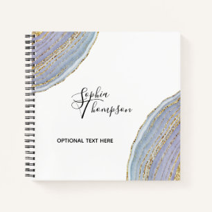 Modern Elegant Gold Lavender Geode Agate Notebook