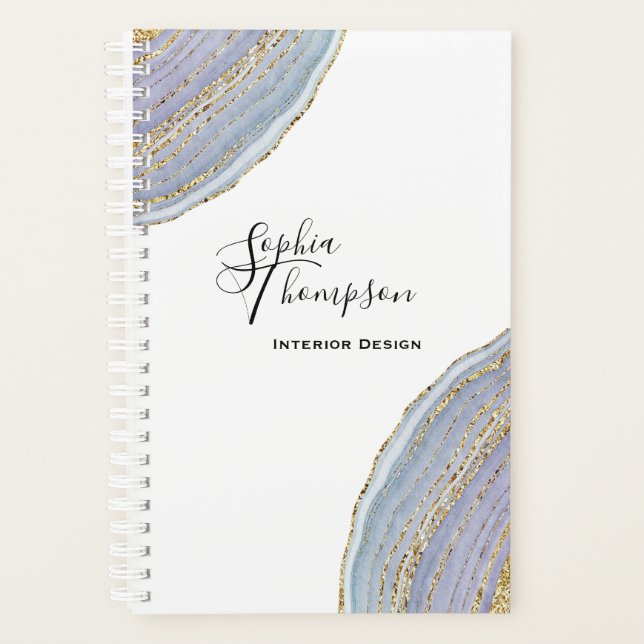 Modern Elegant Gold Lavender Geode Agate - Planner (Front)
