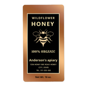 Modern elegant gold logo honeybee honey jar
