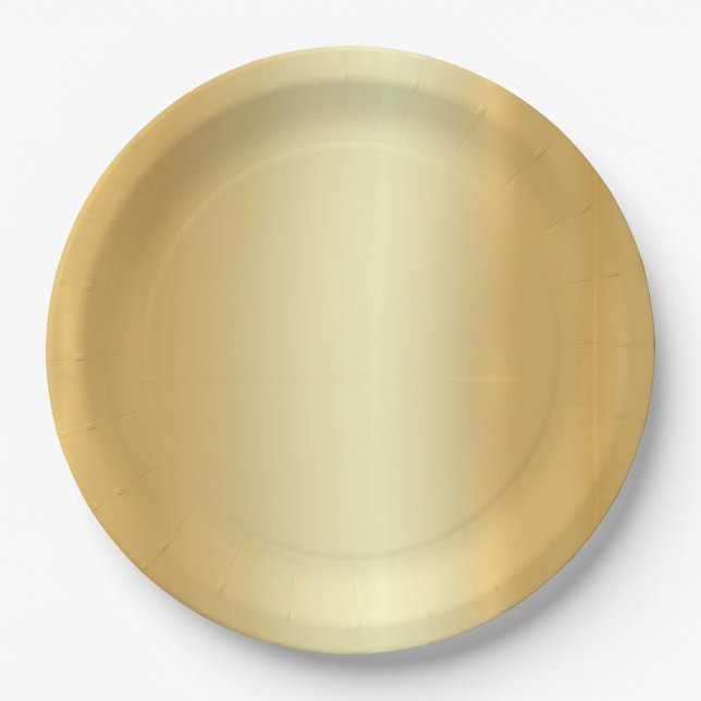 Modern Elegant Gold Look Simple Design Template Paper Plate (Front)