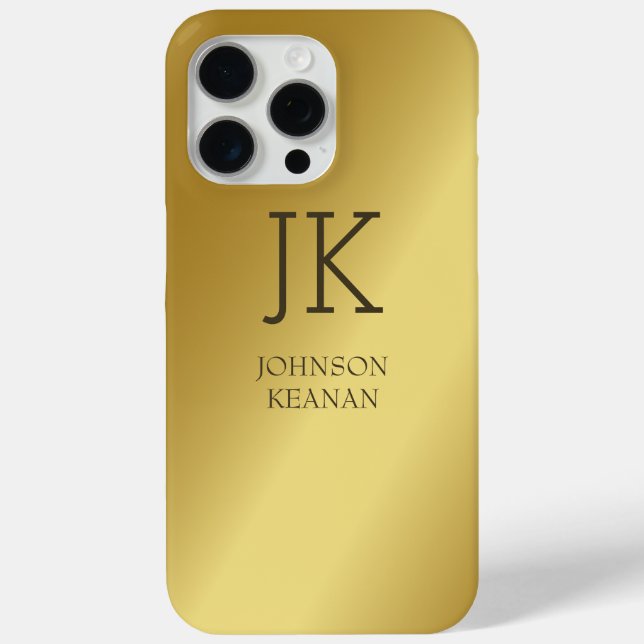 Modern Elegant Gold Metallic monogrammed Name  Case-Mate iPhone Case (Back)