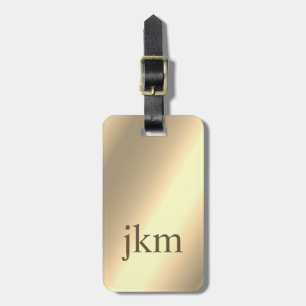 Modern Elegant Gold Metallic monogrammed Name Luggage Tag