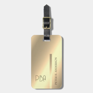 Modern Elegant Gold Metallic monogrammed Name Luggage Tag