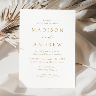 Modern Elegant Gold Minimalist Wedding Invitation