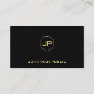 Modern Elegant Gold Monogram Black Template Business Card