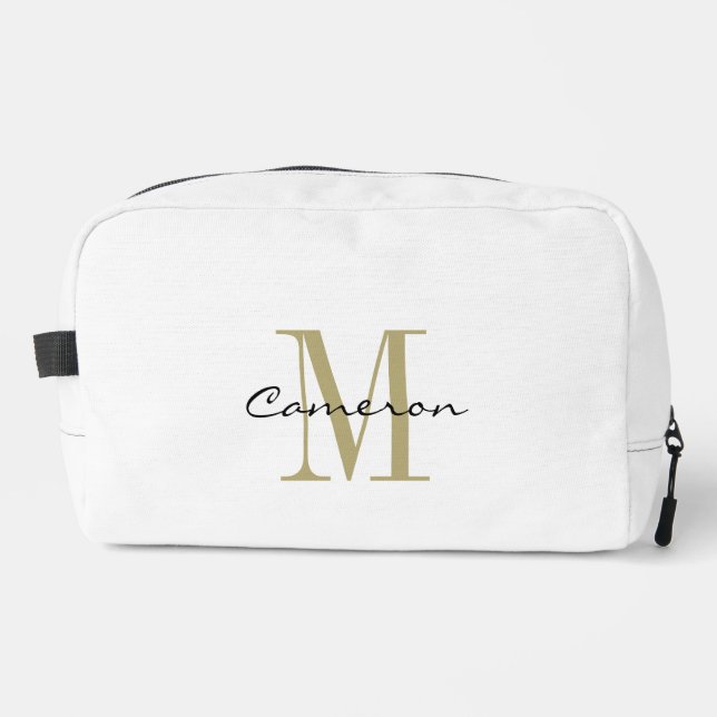 Modern Elegant Gold Monogram Personalized Dopp Kit (Front)