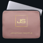 Modern Elegant Gold Monogram Template Brown Laptop Sleeve<br><div class="desc">Modern Elegant Gold Monogram Template Brown Laptop Sleeve.</div>