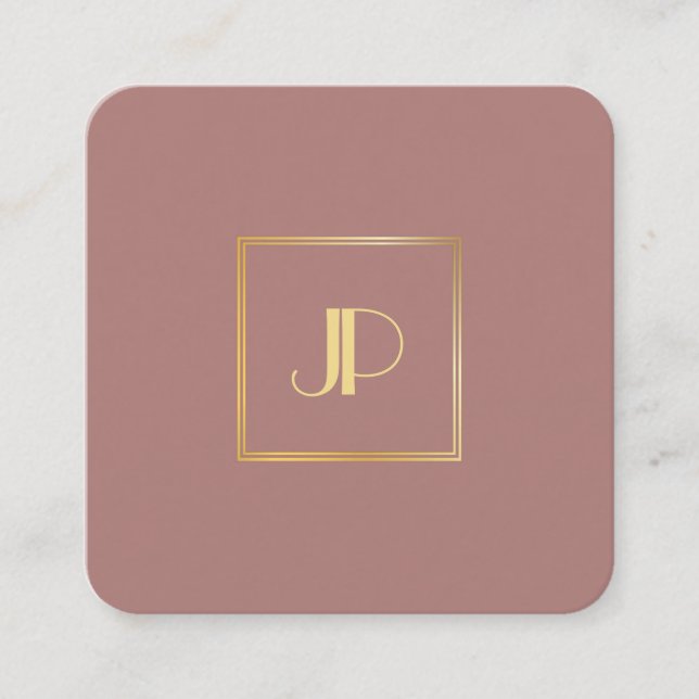 Modern Elegant Gold Monogram Template Luxury Square Business Card (Front)