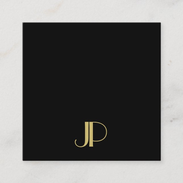 Modern Elegant Gold Monogram Template Luxury Square Business Card (Front)