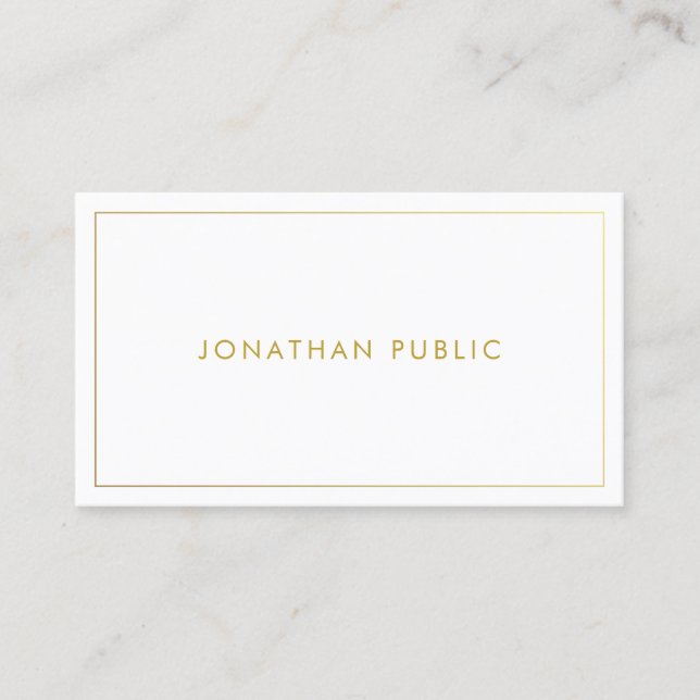 Modern Elegant Gold Name Text Minimalist Template Business Card (Front)