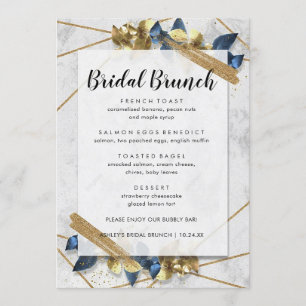 Modern Elegant Gold Navy Bridal Brunch Menu