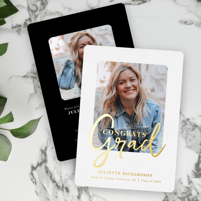 Modern Elegant Gold Photo College Graduation Party (Creator Uploaded)