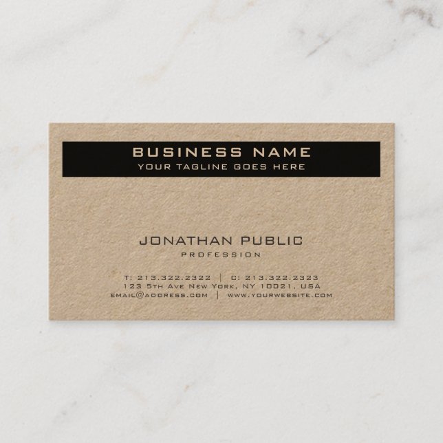 Modern Elegant Gold Premium Kraft Luxe Business Card (Front)