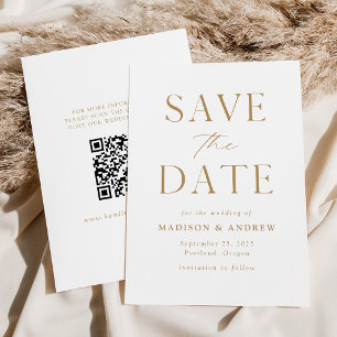 Modern Elegant Gold QR Code Save The Date